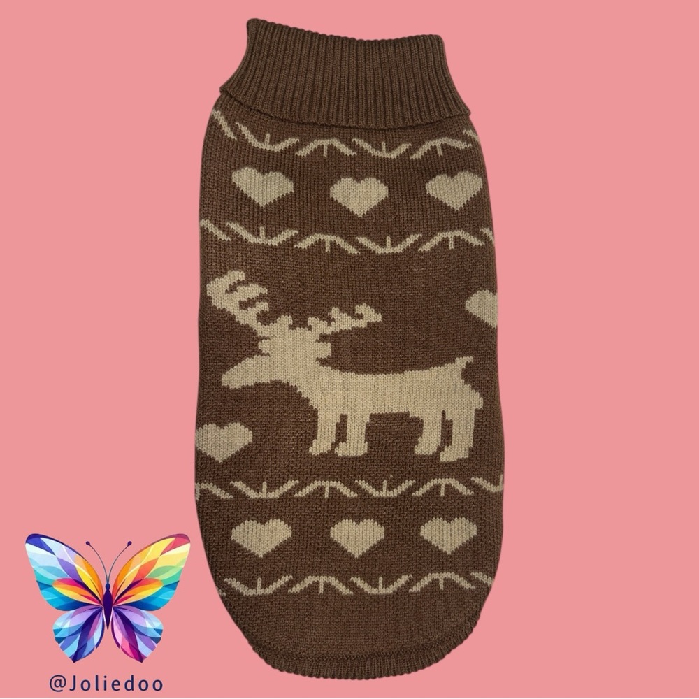 NWOT Nobby Brown Reindeer Pattern Small Dog Sweater - Picture 16 of 16